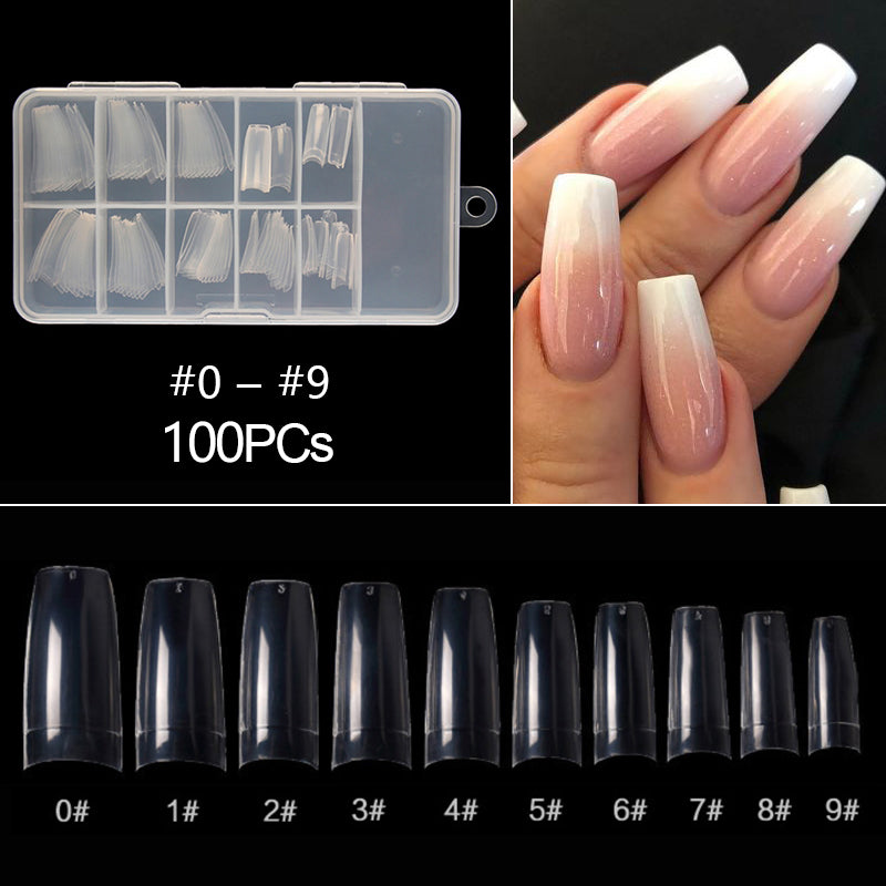 100/500 pièces/sac fausse ballerine naturel/Transparent cercueil faux ongles manucure ongles pour Extension et Protection Nail Art