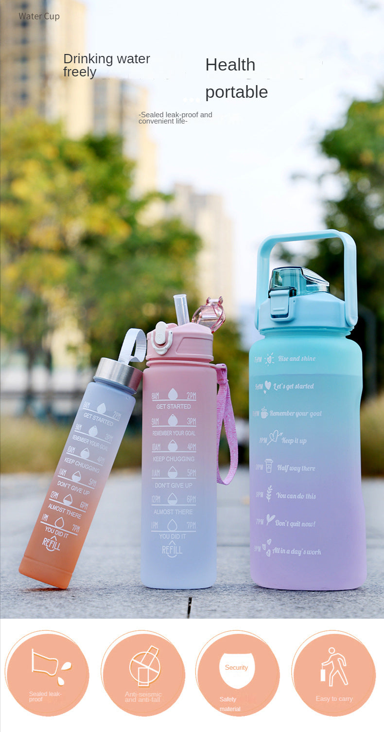 Water Bottle, Motivational Drinking Bottle, Sports Water Bottle, Portable Reusable Plastic Cups, Outdoor Travel, Gym