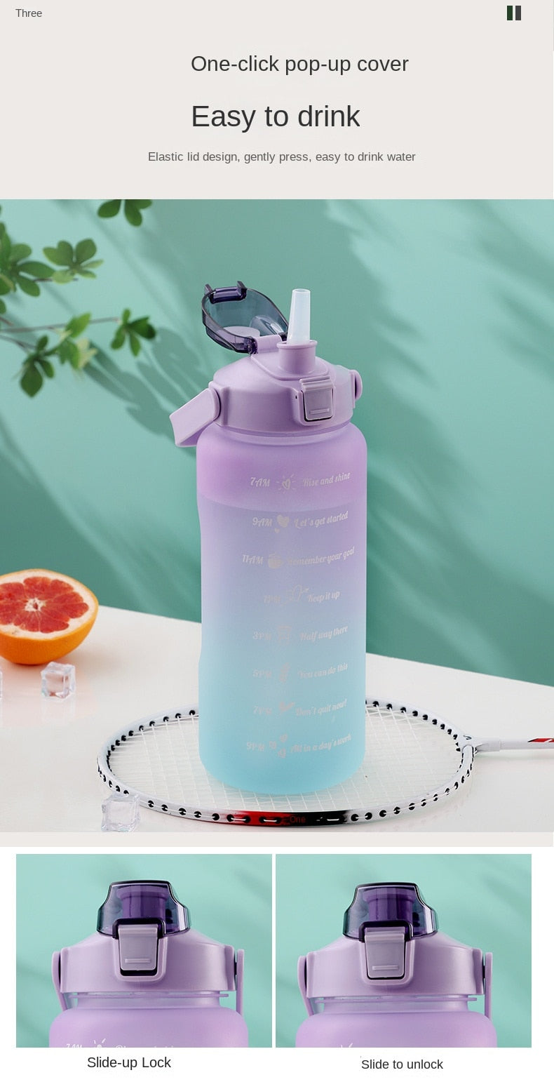 Water Bottle, Motivational Drinking Bottle, Sports Water Bottle, Portable Reusable Plastic Cups, Outdoor Travel, Gym