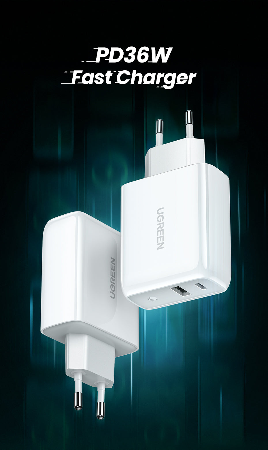 38W Fast USB Charger, Quick Charge 4.0, 3.0, Type C PD Fast Charging, USB Charger, QC 4.0, 3.0, Phone Charger