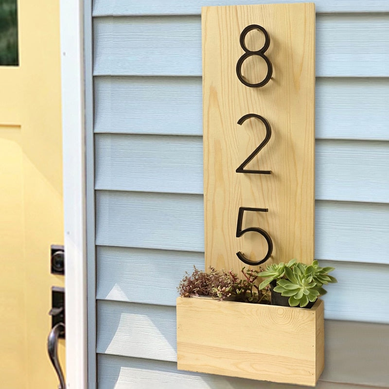 Floating Exterior House Number 5inch Doorplate Letters Metal Address Sign Plate Outdoor Door Plaque Number Dash Slash Sign 0-9