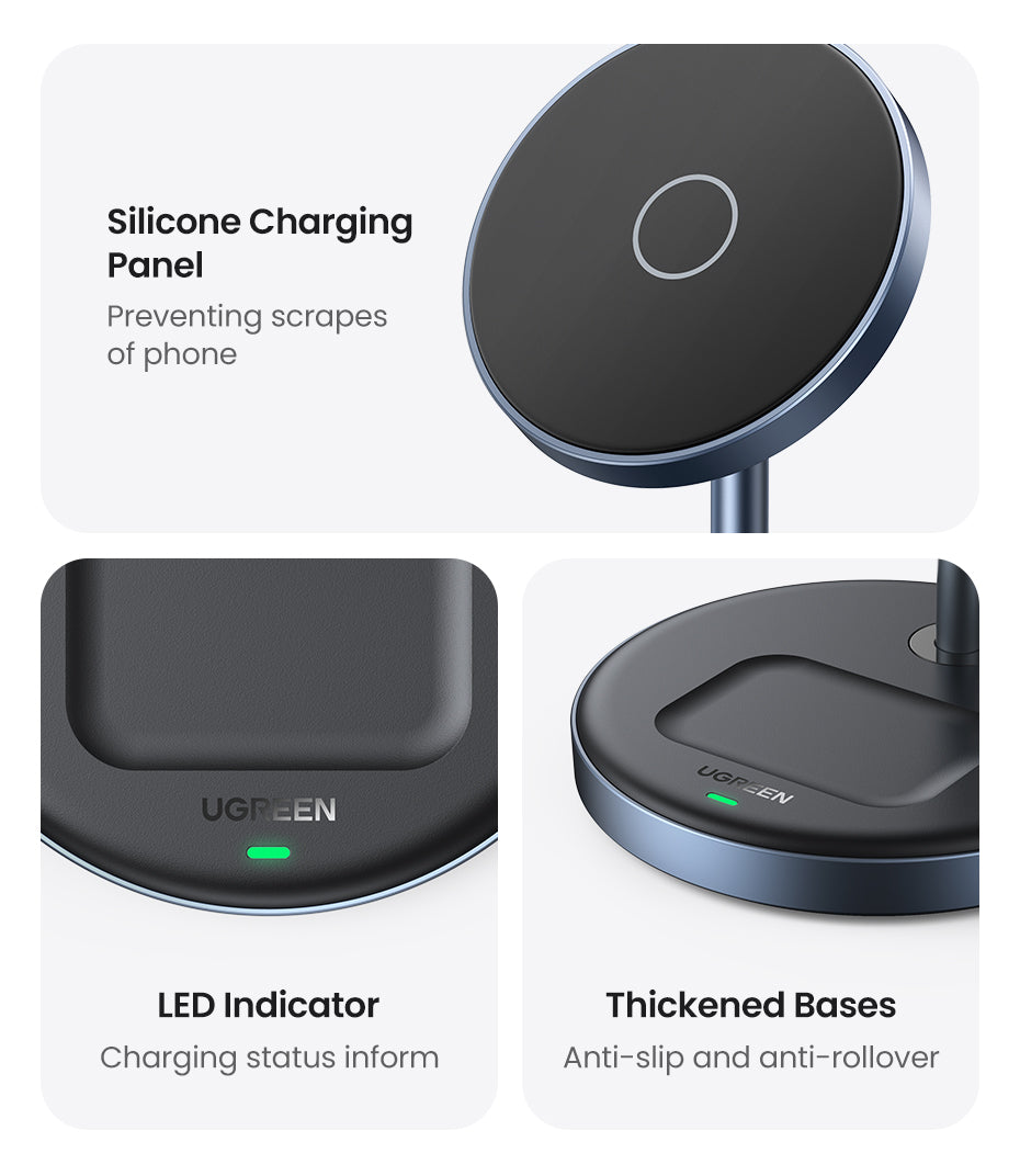 Magnetic Wireless Charger, Stand 20W Max Power, 2-in-1 Charging Stand, iPhone, AirPods, Fast Charger