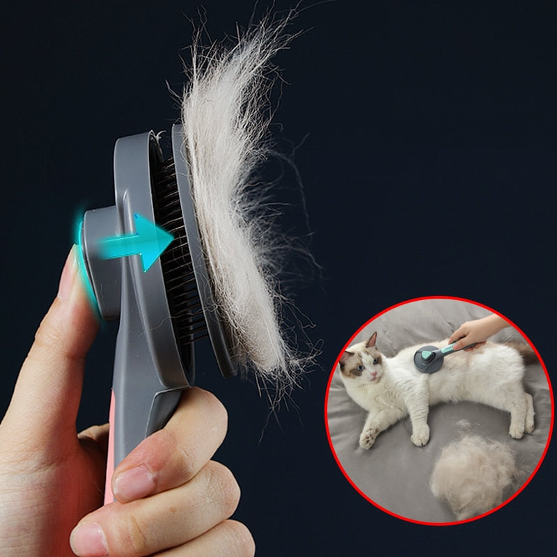 Chat peigne brosse poils d'animaux enlève le peigne pour chat chien toilettage d'animaux nettoyeur de cheveux nettoyage chien de compagnie chat fournitures auto-nettoyant chat brosse