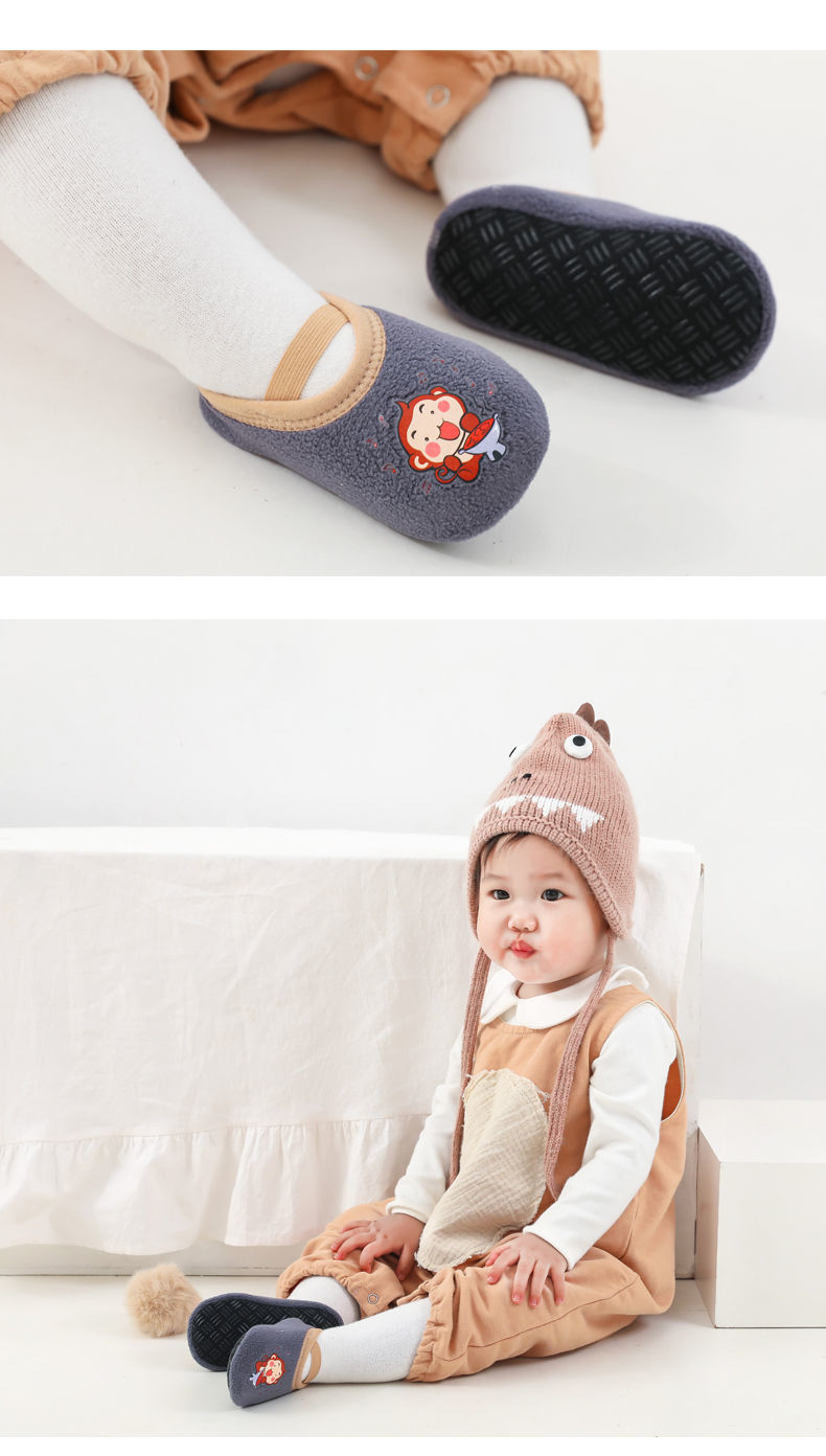 Baby Anti-slip Socks Newborn Warm Crib Floor Shoes with Rubber Sole