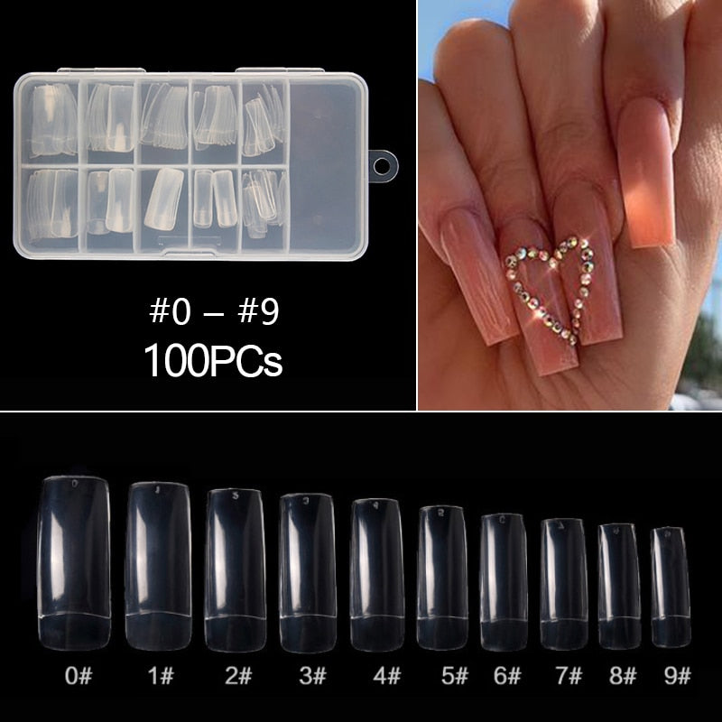 100/500pcs/Bag False Ballerina Natural/Transparent Coffin Fake Nails Manicure Nails for Extension & Protection Nail Art