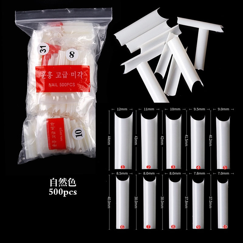 100/500pcs/Bag False Ballerina Natural/Transparent Coffin Fake Nails Manicure Nails for Extension & Protection Nail Art