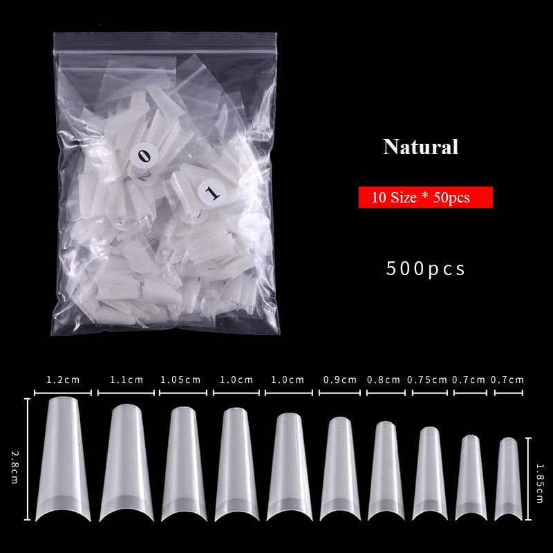 100/500pcs/Bag False Ballerina Natural/Transparent Coffin Fake Nails Manicure Nails for Extension & Protection Nail Art