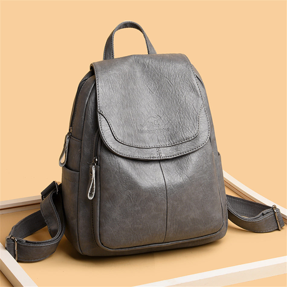 Damen-Rucksack aus Leder mit großem Fassungsvermögen, Vintage-Tasche aus hochwertigem Leder, Schultaschen, Reiserucksack, Damen-Büchertasche