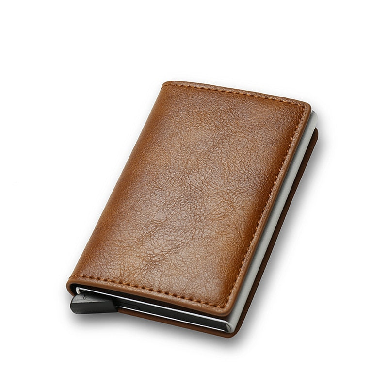 Top Quality Wallets, Men Money Bag, Mini Purse Male Vintage, Brown Leather, RFID Card Holder Wallet, Small Smart Wallet, Pocket