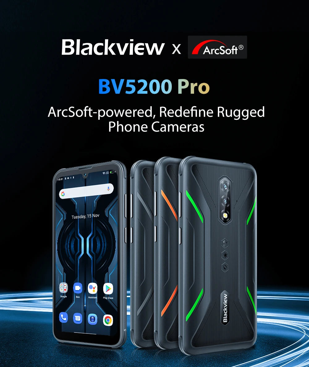 Blackview BV5200 Pro, Android 12, Rugged Phone, MTK G35, 4GB / 64GB, 13MP Camare ArcSoft, 5180mAh Battery