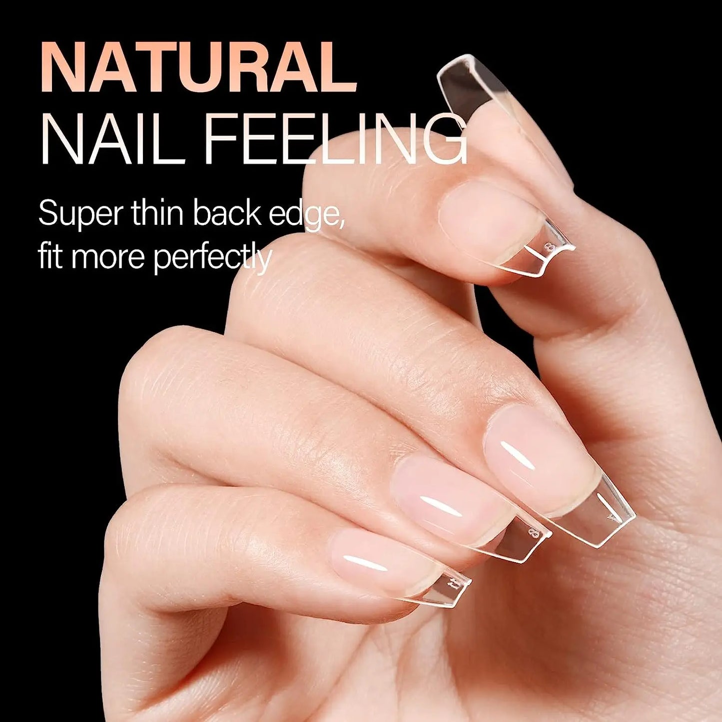 500pcs Fake Nail, Clear Natural XXL, Full Cover False Acrylic Nails