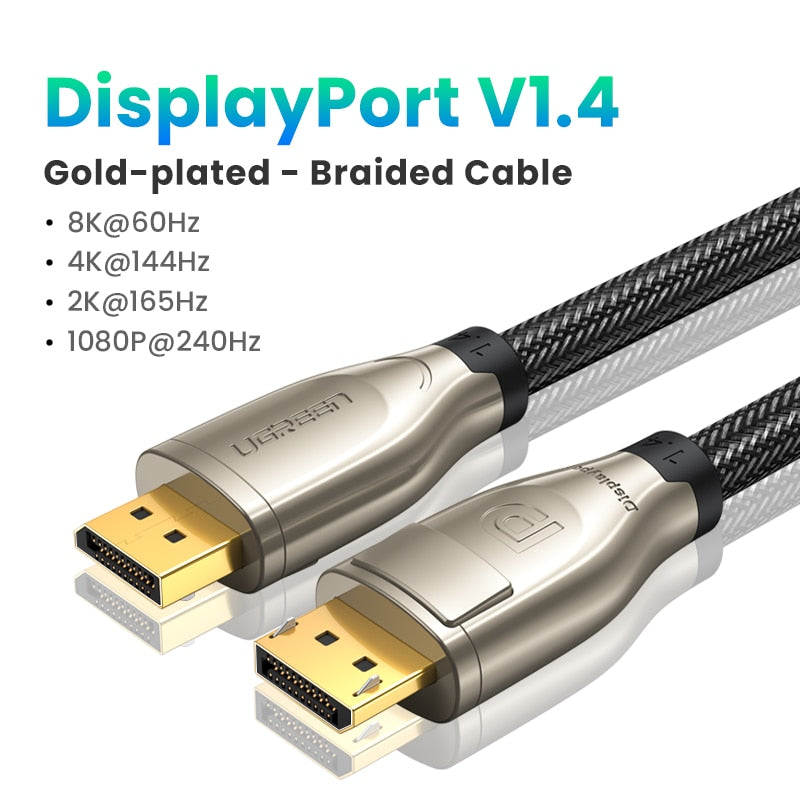 Displayport Cable 8K DP1.4 4K 144Hz, Video - Audio Cable, TV, Box, PC, Laptop, Monitor, Video Game DP Cable, Display Port