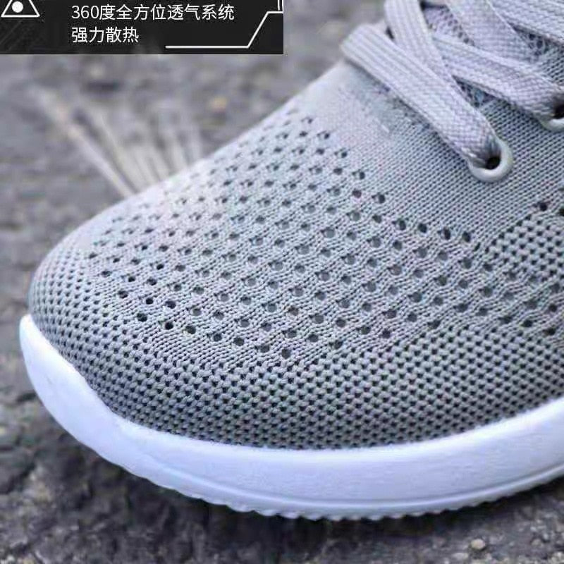 Atmungsaktive Schuhe für Herren, leichte Mesh-Freizeitschuhe, bequeme flache Schnürsneaker mit weichem Boden