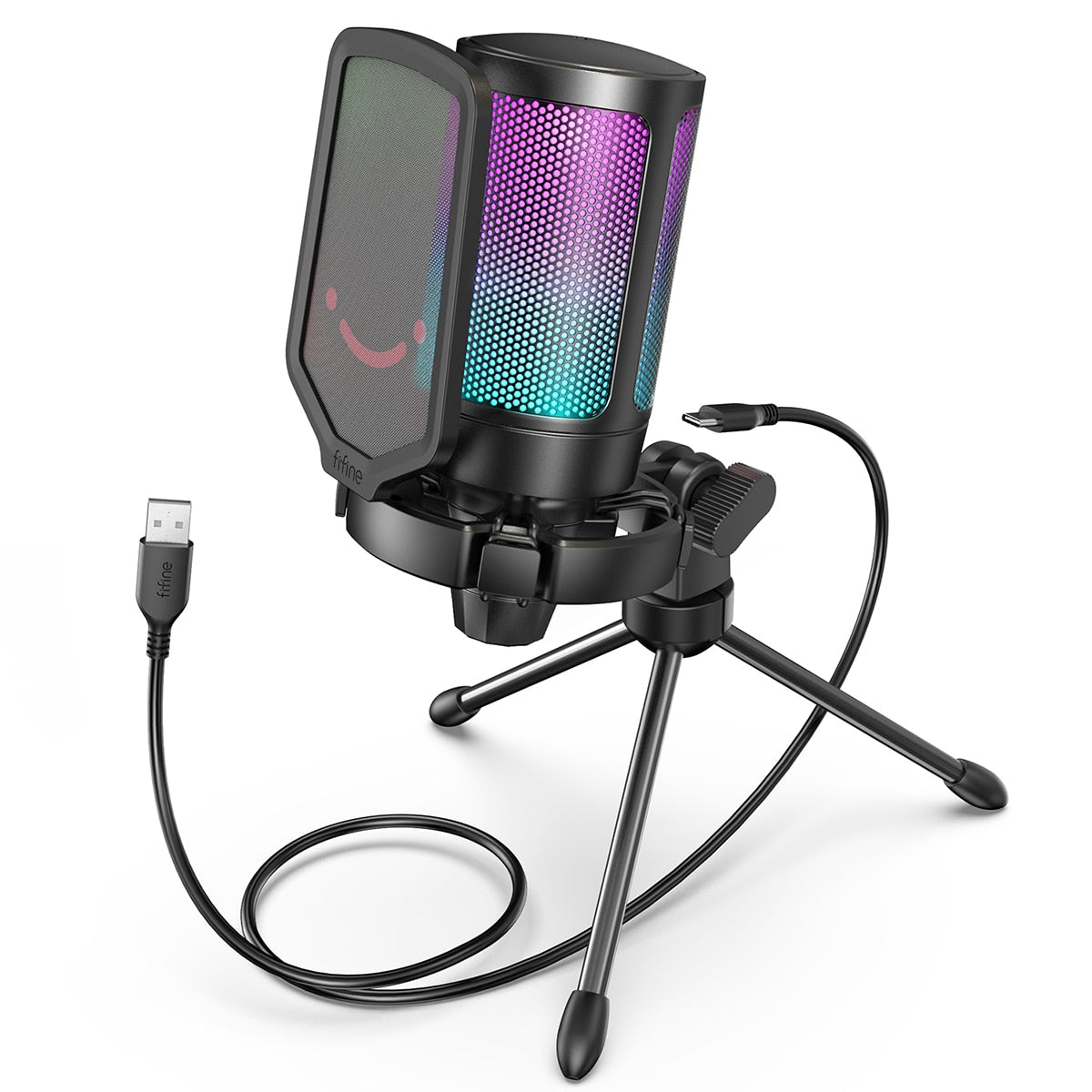 USB Microphone, Condenser MIC with RGB, PC, MAC, Suit for Podcasters / Gamers / Influencers / Home studio