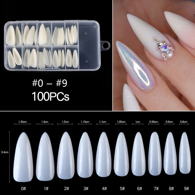 100/500 pièces/sac fausse ballerine naturel/Transparent cercueil faux ongles manucure ongles pour Extension et Protection Nail Art