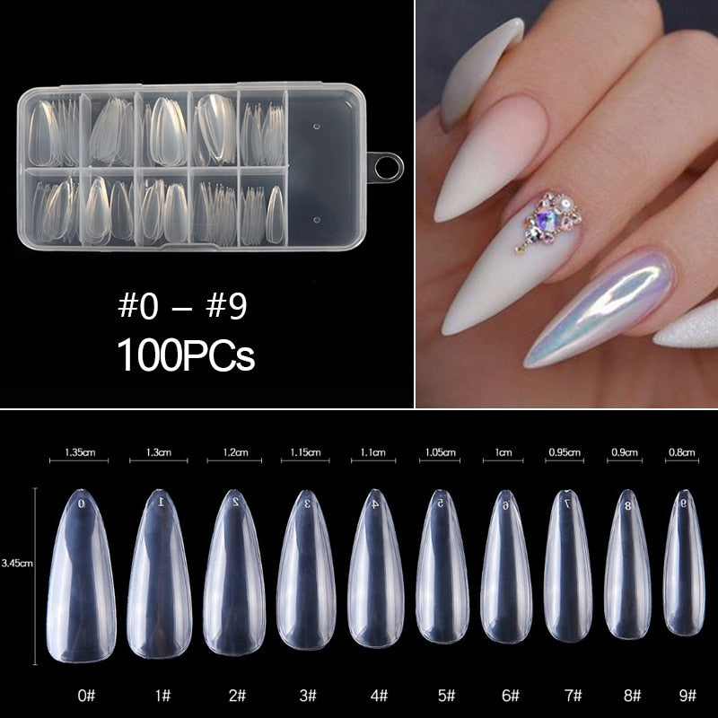 100/500pcs/Bag False Ballerina Natural/Transparent Coffin Fake Nails Manicure Nails for Extension & Protection Nail Art