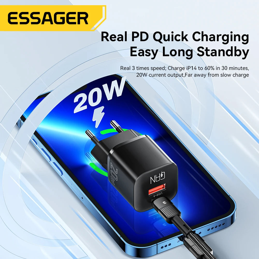 Chargeur USB Type C 20 W, téléphone à charge rapide PD QC 3.0, chargeur rapide