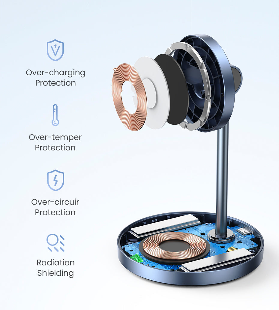 Magnetic Wireless Charger, Stand 20W Max Power, 2-in-1 Charging Stand, iPhone, AirPods, Fast Charger