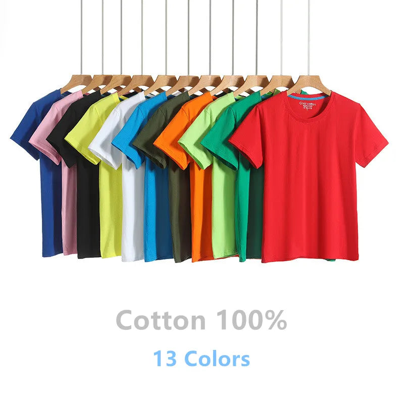 T-shirt Couleur Pure pour Homme, Femme, Coton 100%, T-shirts Col Rond, Manches Courtes, T-shirt Top T-shirts