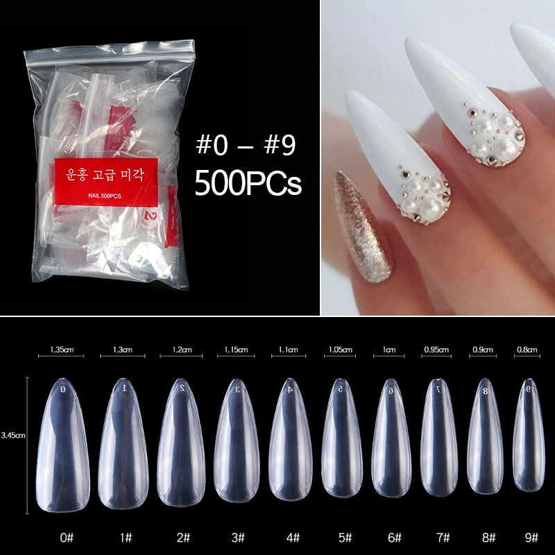 100/500 pièces/sac fausse ballerine naturel/Transparent cercueil faux ongles manucure ongles pour Extension et Protection Nail Art