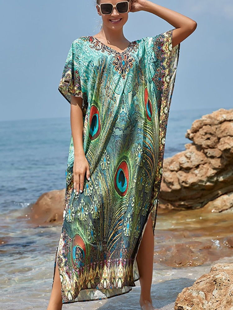 Strand Cover Up Robe Plage Vestido Playa Strand Pareo Badeanzug Cover Up Bademode Badeanzug Frauen Maxi Kleid