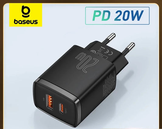 20-W-USB-Wandladegerät, Typ-C-PD-Schnellladung, tragbarer Dual-USB-Anschluss, Telefonladegerät