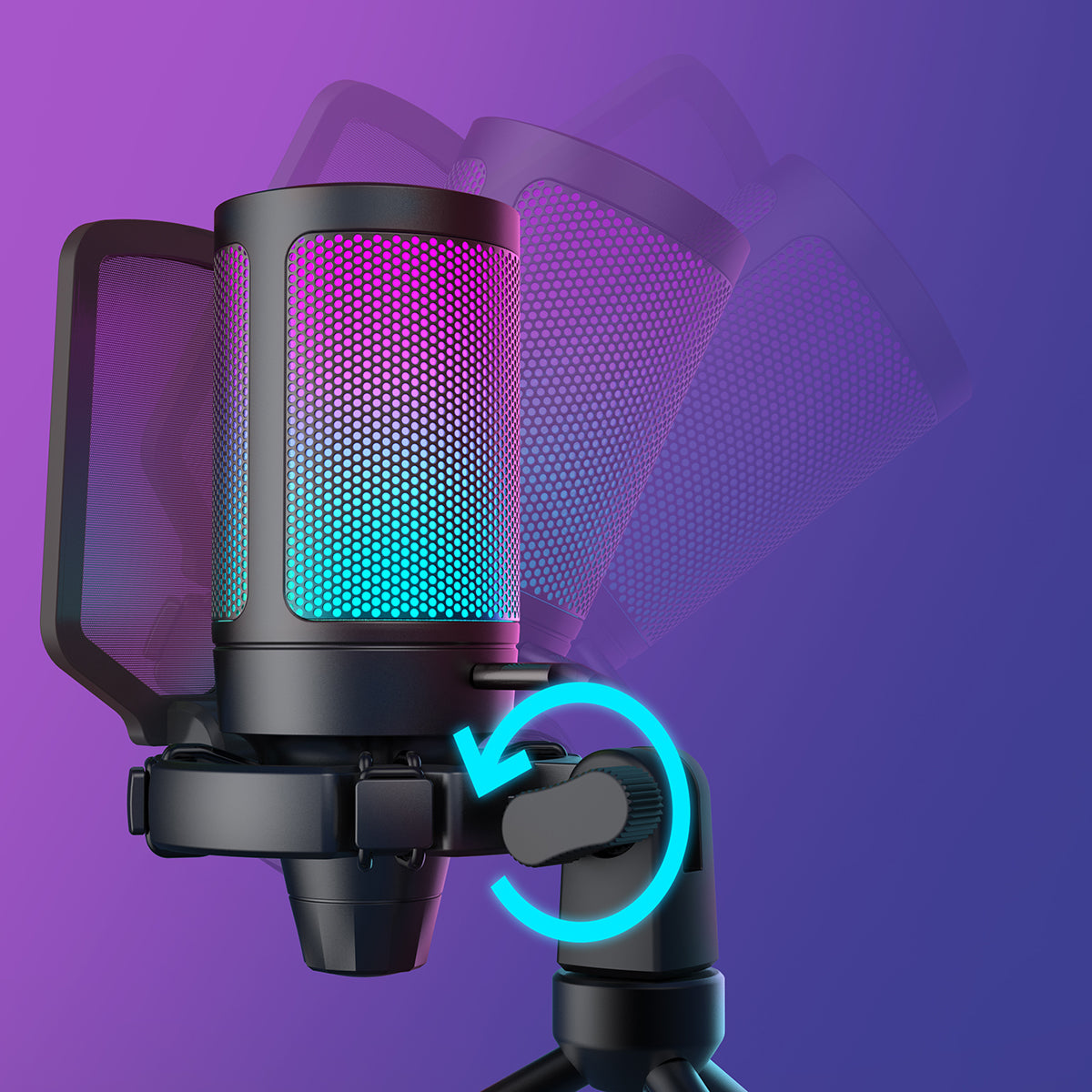 Microphone USB, micro à condensateur avec RVB, PC, MAC, costume pour podcasters/joueurs/influenceurs/home studio