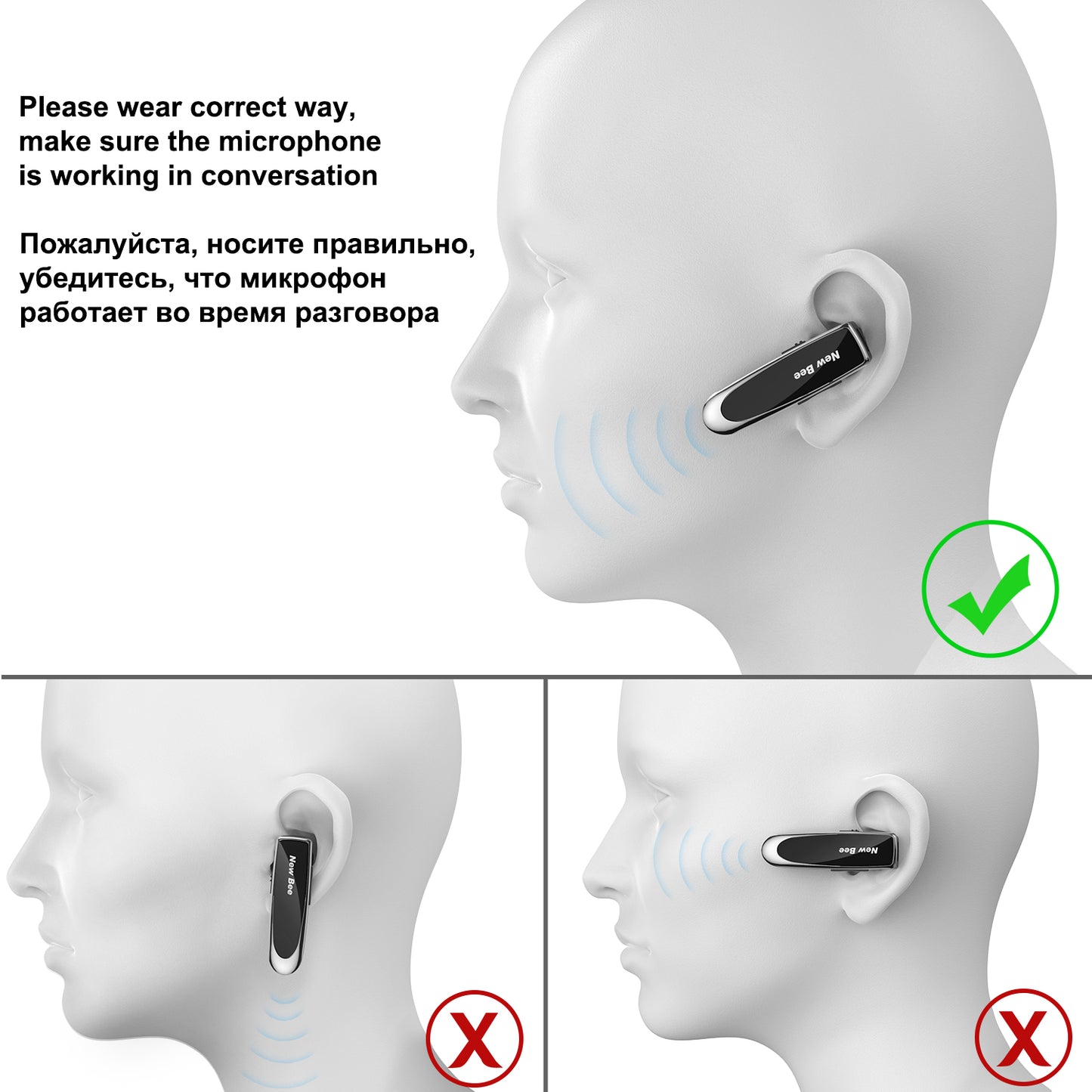 Bluetooth-Headset 5.0, kabellose Kopfhörer. Kopfhörer mit Mikrofon. 24-Stunden-Ohrhörer, Mini-Ohrhörer, Freisprecheinrichtung