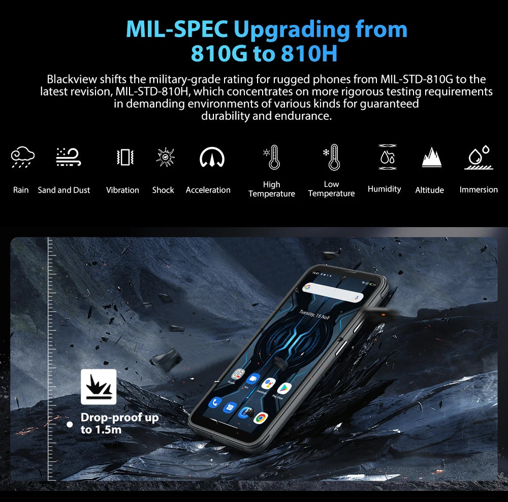 Blackview BV5200 Pro, Android 12, Rugged Phone, MTK G35, 4GB / 64GB, 13MP Camare ArcSoft, 5180mAh Battery