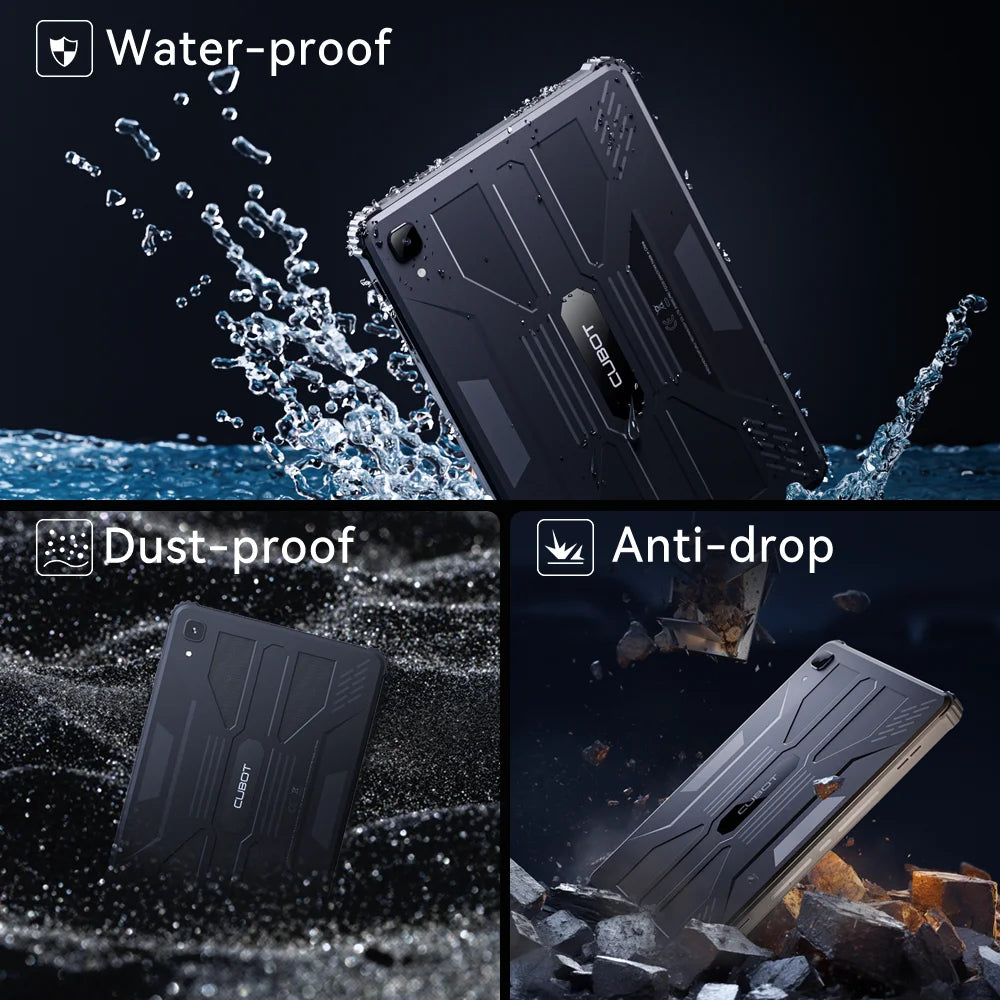 Cubot TAB KINGKONG, Rugged Tablet Android 13, IP68 Waterproof, 16GB+256GB, 10600 Battery