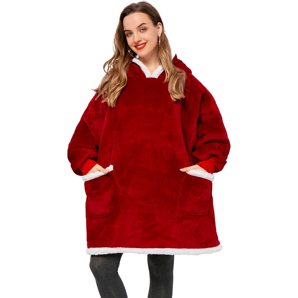 Oversized Hoodies Sweatshirt Women Winter Hoodies Fleece Blanket With Sleeves Pullover Oversize Women Hoody Sweatshirts