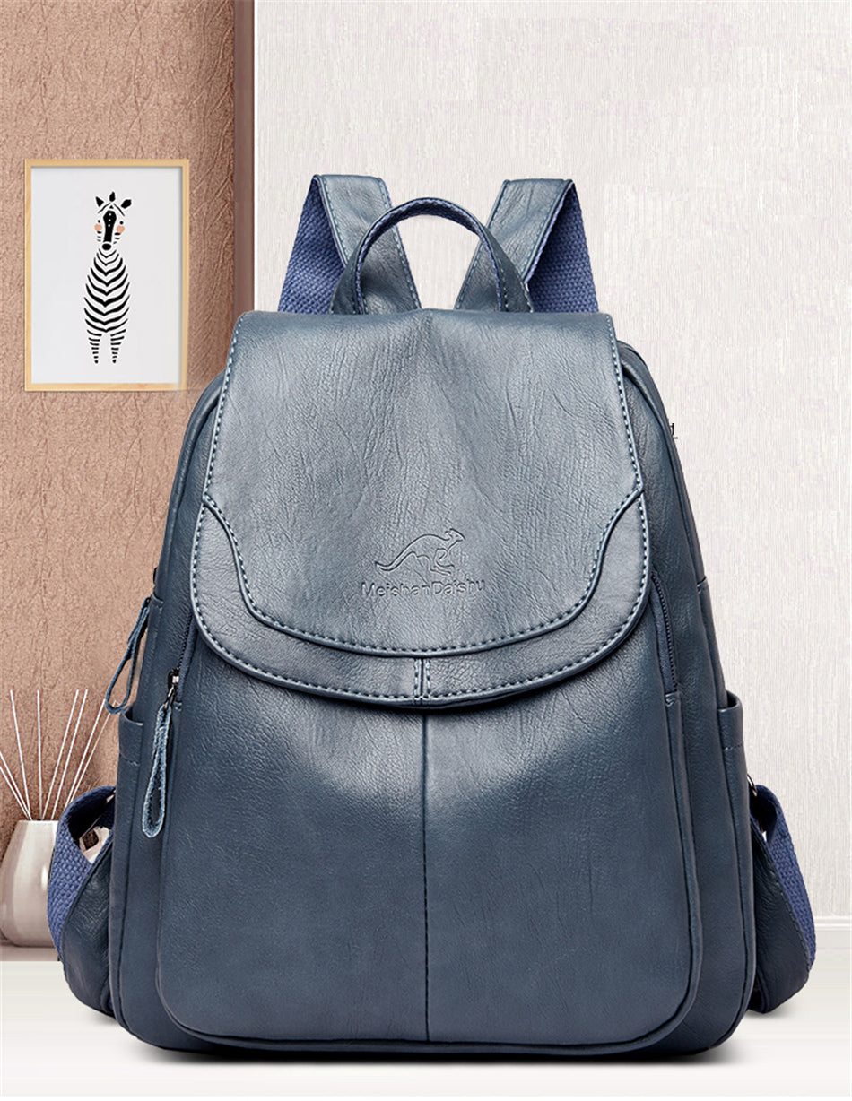 Damen-Rucksack aus Leder mit großem Fassungsvermögen, Vintage-Tasche aus hochwertigem Leder, Schultaschen, Reiserucksack, Damen-Büchertasche