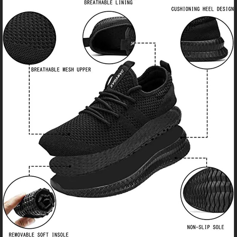 Chaussures de course pour homme : baskets de sport à lacets, légères, confortables et respirantes pour la marche et le tennis.