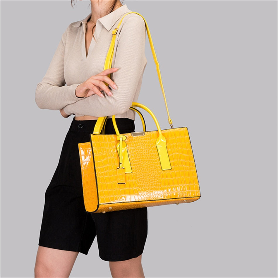 Leather Women Bags, Crocodile Female Crossbody Shoulder Hand Bags, Women High Quality Handbags