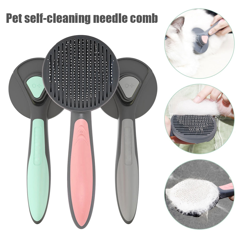 Chat peigne brosse poils d'animaux enlève le peigne pour chat chien toilettage d'animaux nettoyeur de cheveux nettoyage chien de compagnie chat fournitures auto-nettoyant chat brosse