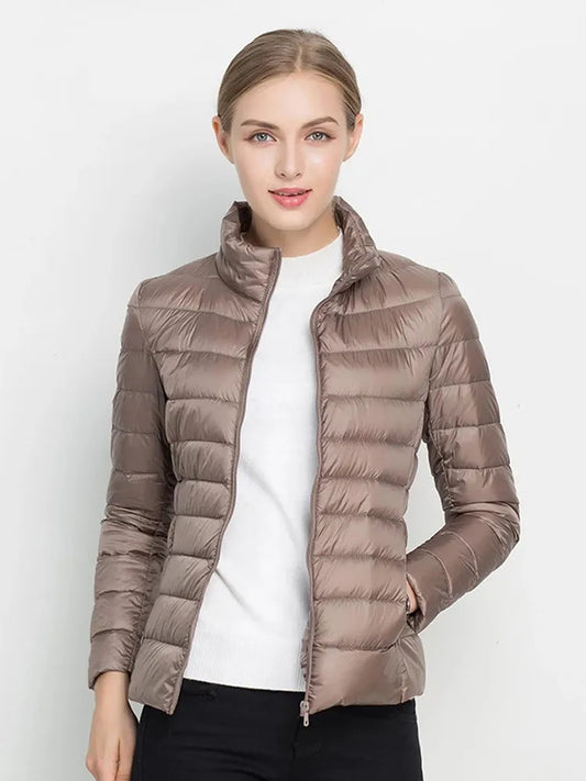 Damen-Wintermantel, ultraleichte Jacke, schlanke Damen-Winterpufferjacke, tragbare winddichte Jacke