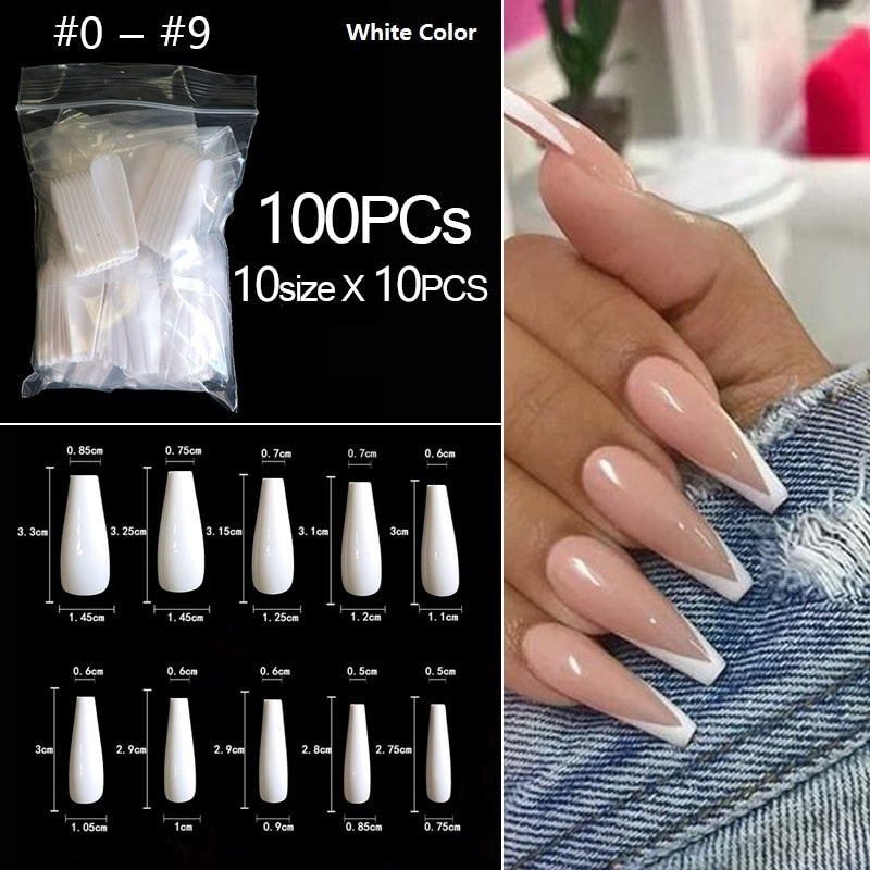 100/500 pièces/sac fausse ballerine naturel/Transparent cercueil faux ongles manucure ongles pour Extension et Protection Nail Art