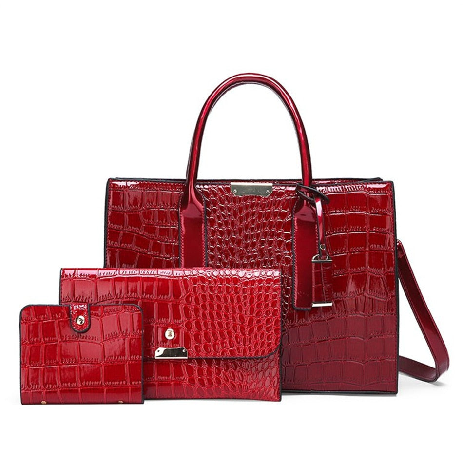 Leather Women Bags, Crocodile Female Crossbody Shoulder Hand Bags, Women High Quality Handbags