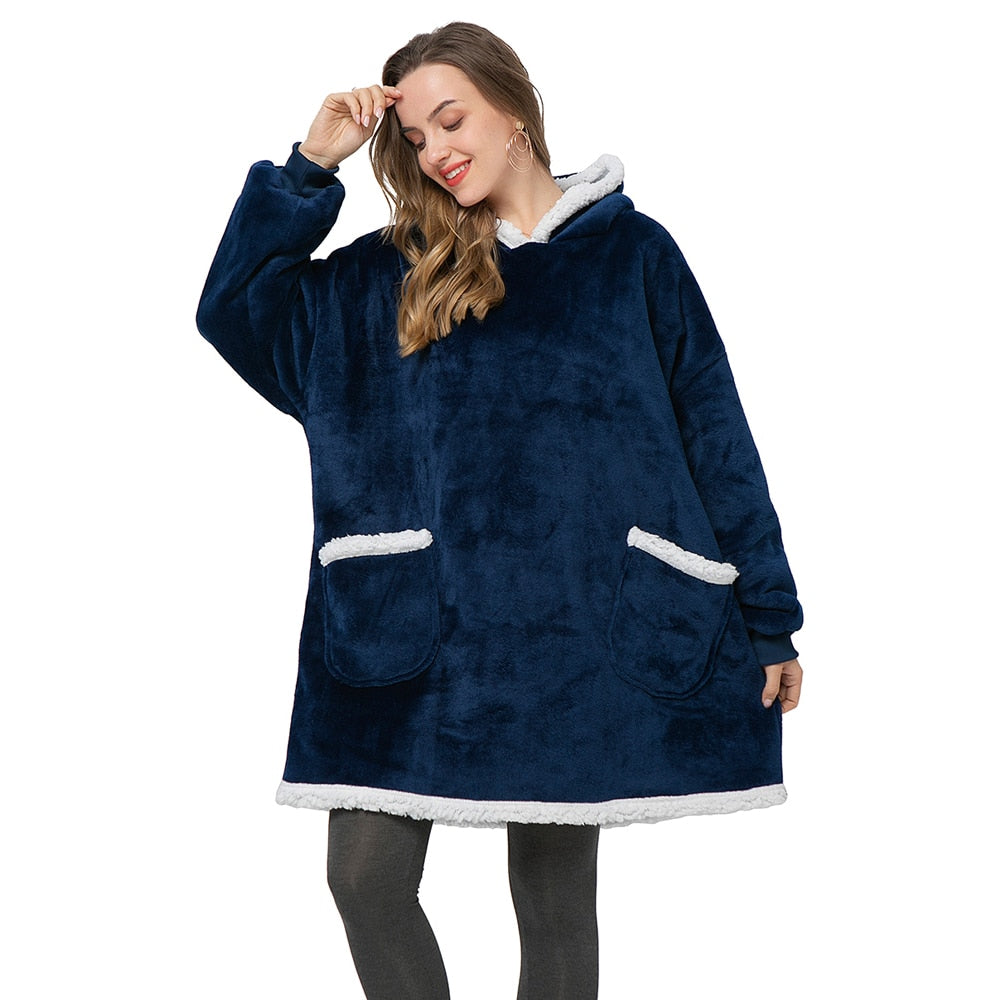 Oversized Hoodies Sweatshirt Women Winter Hoodies Fleece Blanket With Sleeves Pullover Oversize Women Hoody Sweatshirts