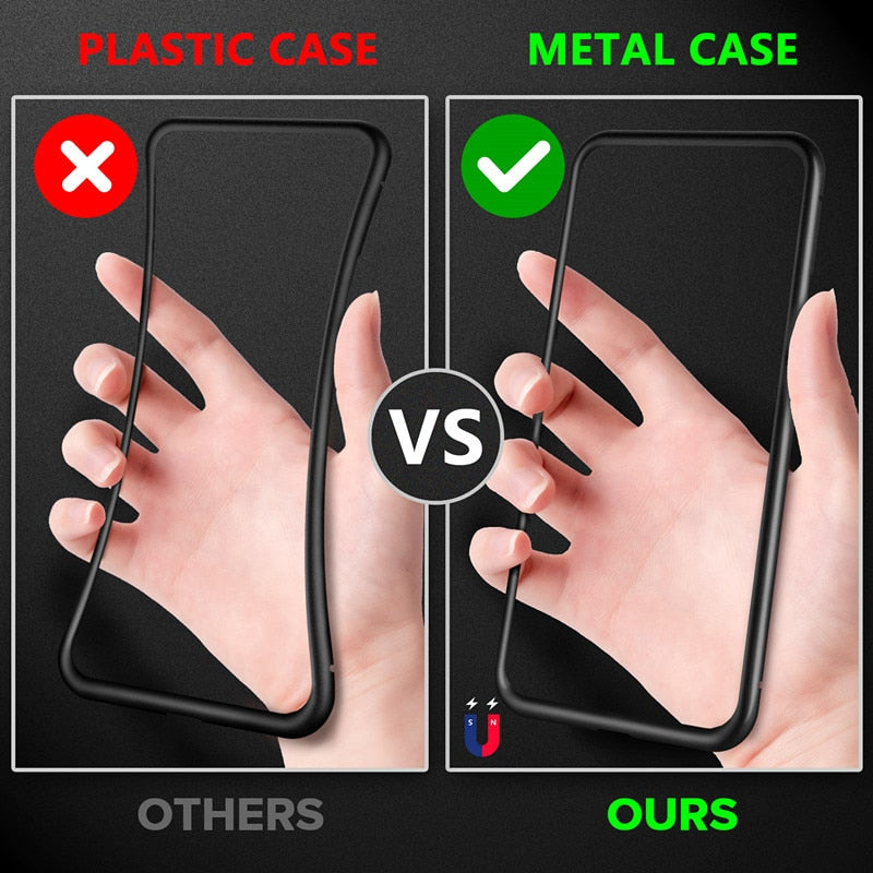 Tongdaytech Magnetic Tempered Glass Privacy Metal Phone Case Coque 360 Cover For Iphone SE XR XS 11 12 13 14 Pro MAX 8 7 6 Plus