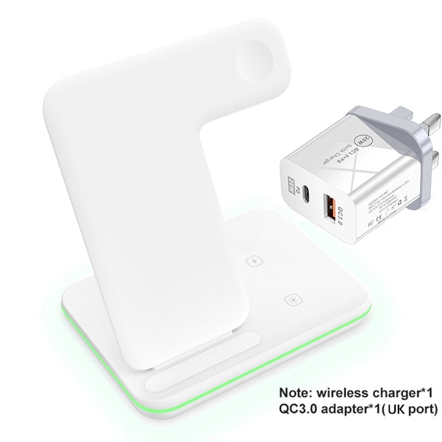 Wireless Charger Stand 15W, Qi Fast Charging Station, Dock for Apple Watch, iWatch 7 AirPods, iPhone