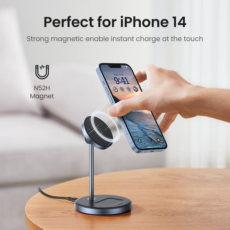 Magnetic Wireless Charger, Stand 20W Max Power, 2-in-1 Charging Stand, iPhone, AirPods, Fast Charger