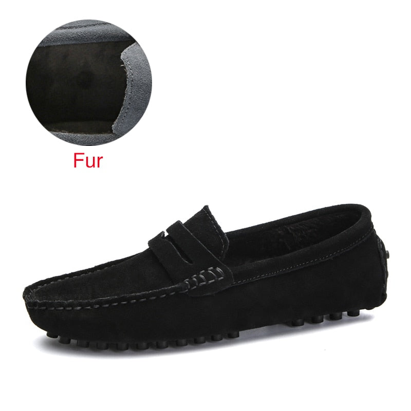 Men Loafers Soft Moccasins, High Quality, Spring, Autum,n Genuine Leather Shoes,Men Warm Flats Driving Shoes