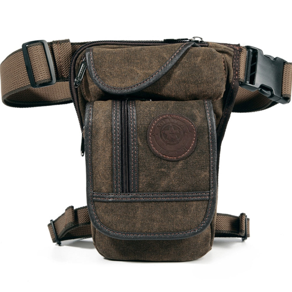 High Quality Men's Canvas Drop Leg Bag, Military Motorcycle Multi-purpose Messenger Shoulder Bags, Belt Hip Bum Waist Fanny Pack