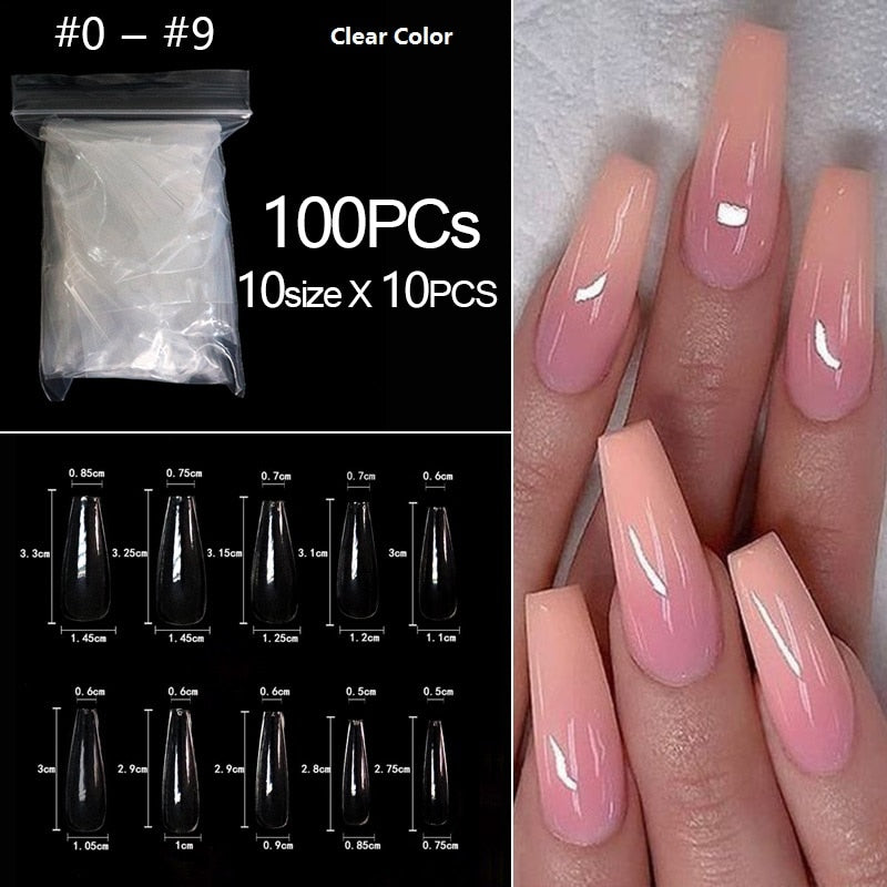 100/500 pièces/sac fausse ballerine naturel/Transparent cercueil faux ongles manucure ongles pour Extension et Protection Nail Art