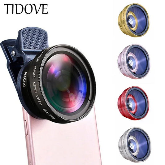 Mobile Phone Lens Professional, 2 IN 1 Lens Universal Clip 37mm, Super Wide-Angle + Macro HD Lens