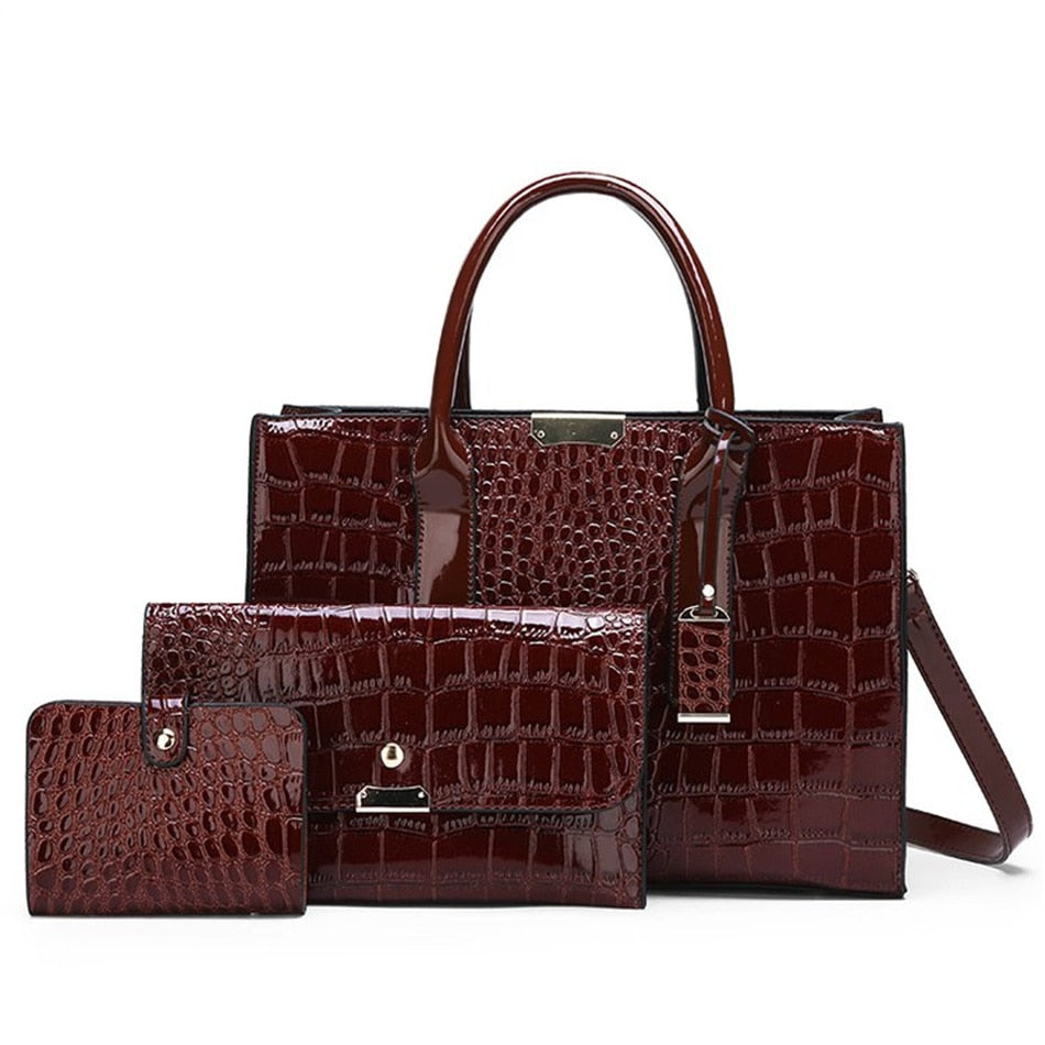 Leather Women Bags, Crocodile Female Crossbody Shoulder Hand Bags, Women High Quality Handbags