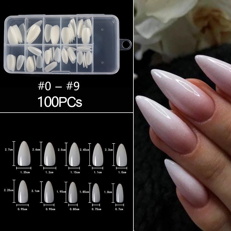 100/500pcs/Bag False Ballerina Natural/Transparent Coffin Fake Nails Manicure Nails for Extension & Protection Nail Art