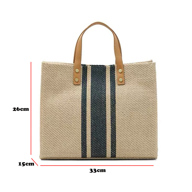 Large Canvas Bag For Women, Luxury Handbags, Vintage Striped Tote Bag, Female Portable Bag
