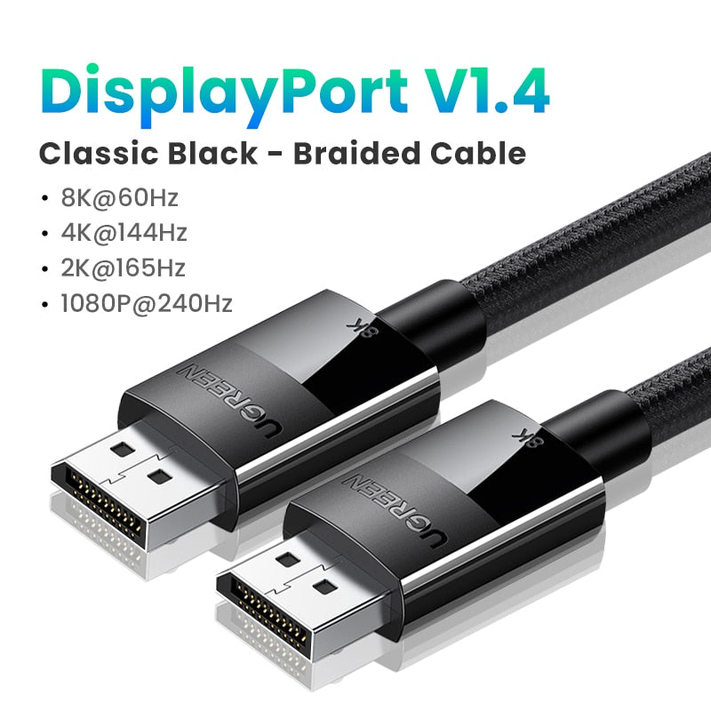 Displayport Cable 8K DP1.4 4K 144Hz, Video - Audio Cable, TV, Box, PC, Laptop, Monitor, Video Game DP Cable, Display Port